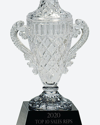 10" Crystal Trophy Cup on Black Base Award