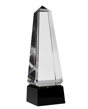 8" Crystal Obelisk on Black Base Award